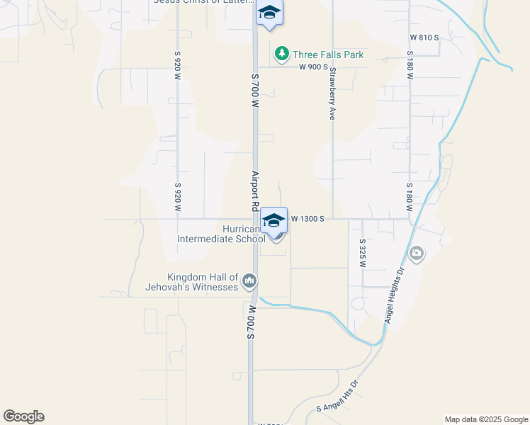 map of restaurants, bars, coffee shops, grocery stores, and more near 692 West 1300 South in Hurricane