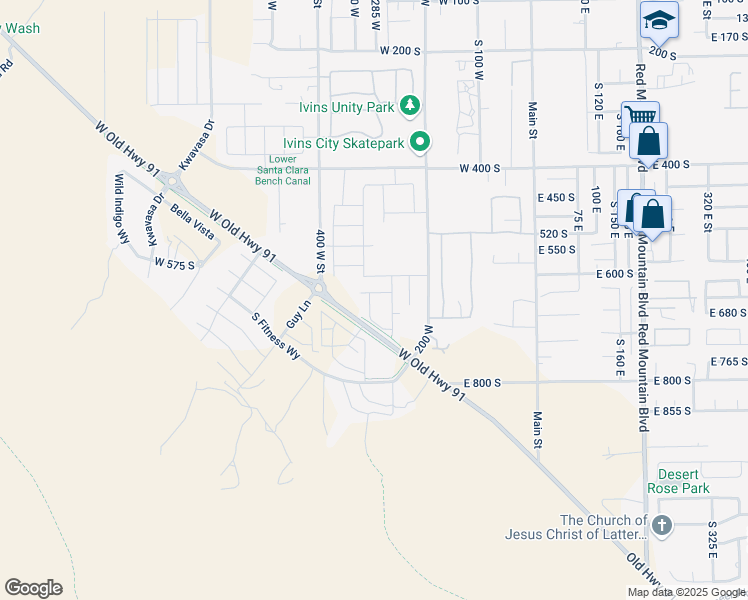 map of restaurants, bars, coffee shops, grocery stores, and more near 329 West Old Highway 91 in Ivins