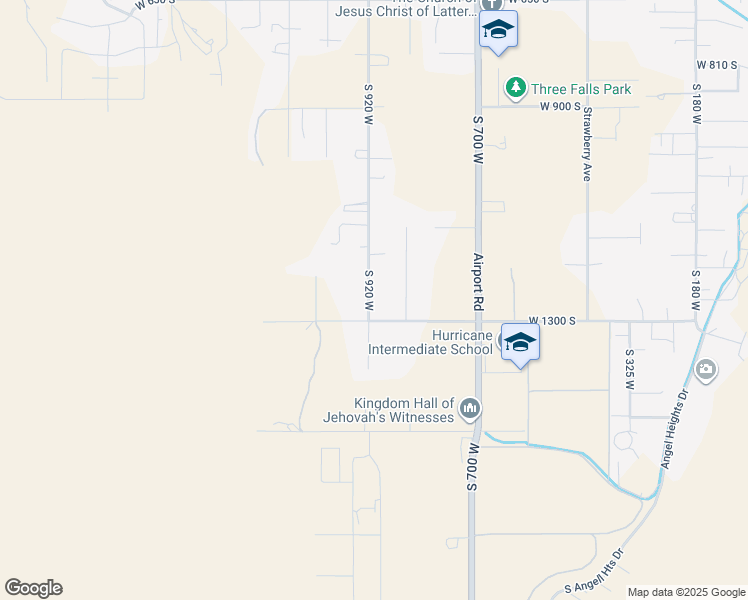 map of restaurants, bars, coffee shops, grocery stores, and more near 1283 South 920 West in Hurricane