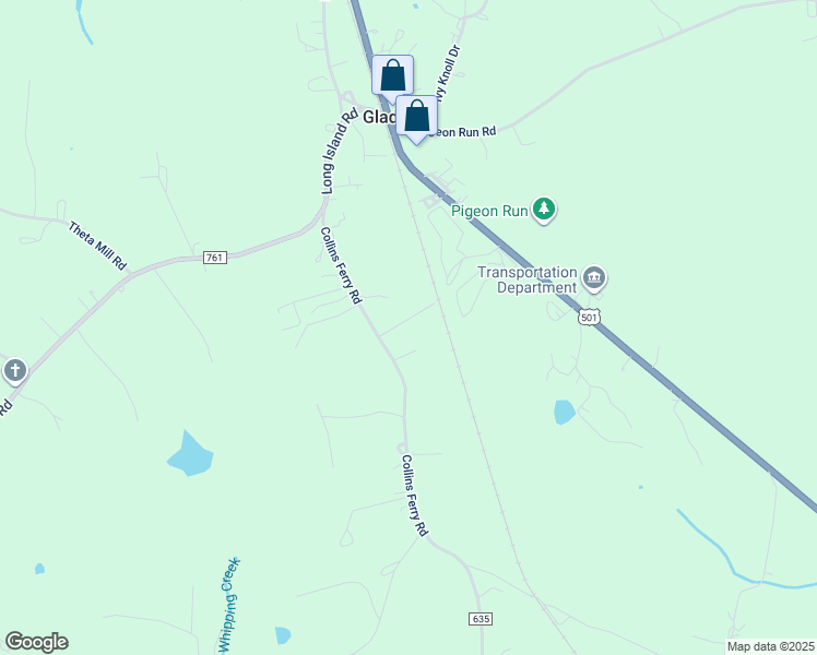 map of restaurants, bars, coffee shops, grocery stores, and more near 328 Collins Ferry Road in Gladys