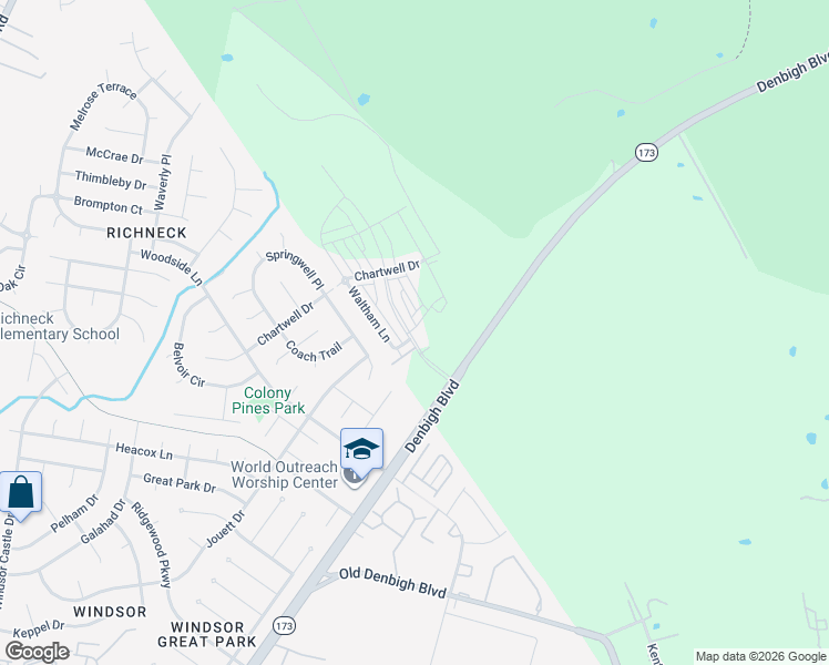 map of restaurants, bars, coffee shops, grocery stores, and more near 1304 Independence Boulevard in Newport News