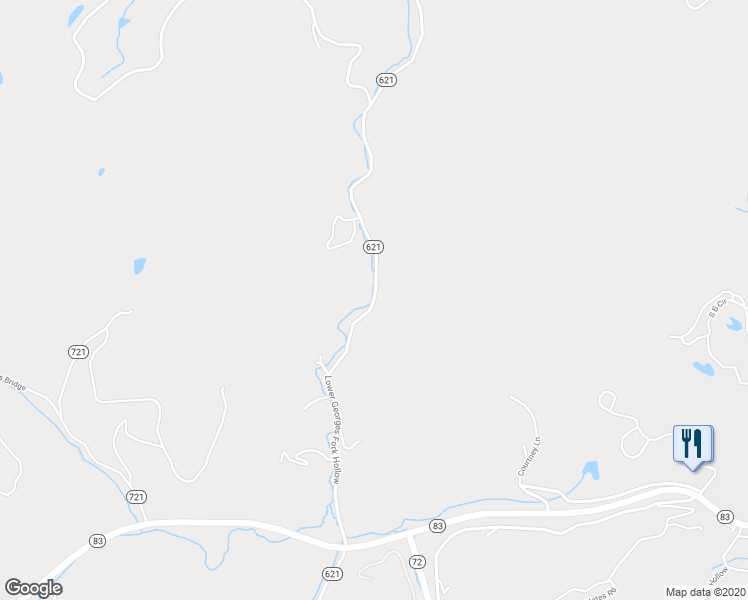 map of restaurants, bars, coffee shops, grocery stores, and more near State Route 621 in Clintwood