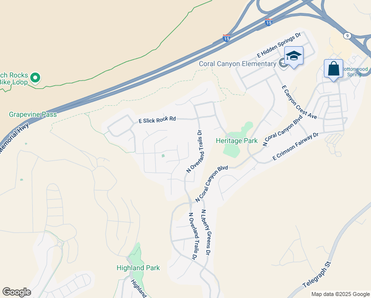 map of restaurants, bars, coffee shops, grocery stores, and more near 1825 North Overland Trails Drive in Washington
