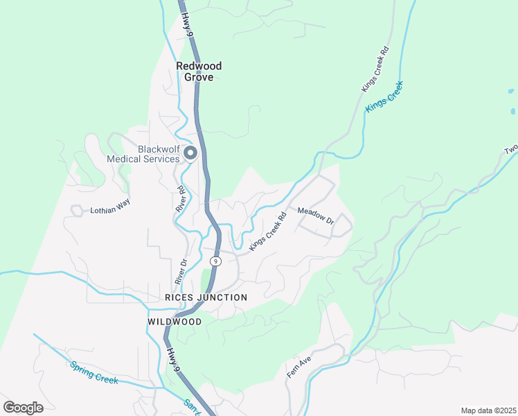 map of restaurants, bars, coffee shops, grocery stores, and more near 383 Riverview Drive in Boulder Creek