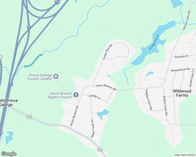 map of restaurants, bars, coffee shops, grocery stores, and more near 11313 Cedar Run Road in Petersburg