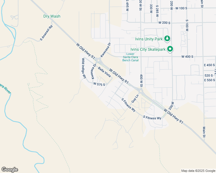 map of restaurants, bars, coffee shops, grocery stores, and more near 589 South Juniper Way in Ivins
