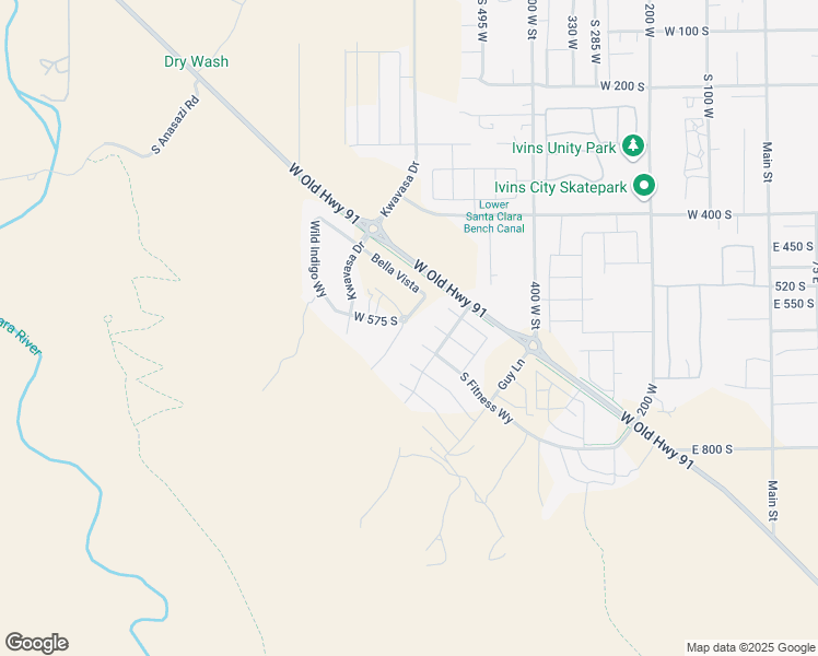 map of restaurants, bars, coffee shops, grocery stores, and more near 589 South Juniper Way in Ivins