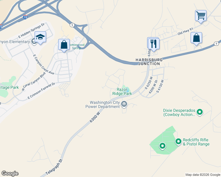 map of restaurants, bars, coffee shops, grocery stores, and more near East Coral Ridge Drive in Washington