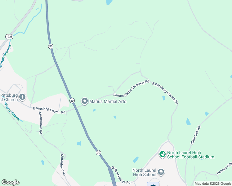map of restaurants, bars, coffee shops, grocery stores, and more near 1172 East Pittsburg Church Road in London