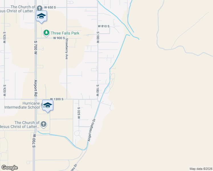 map of restaurants, bars, coffee shops, grocery stores, and more near West 1200 South in Hurricane