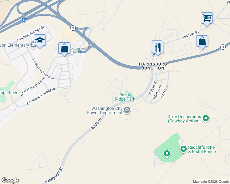 map of restaurants, bars, coffee shops, grocery stores, and more near East Coral Ridge Drive in Washington