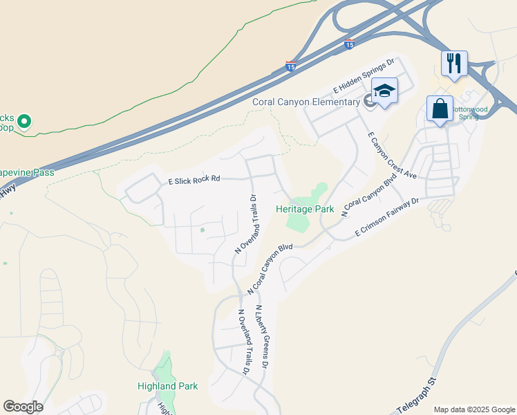 map of restaurants, bars, coffee shops, grocery stores, and more near 1960 North Overland Trails Drive in Washington