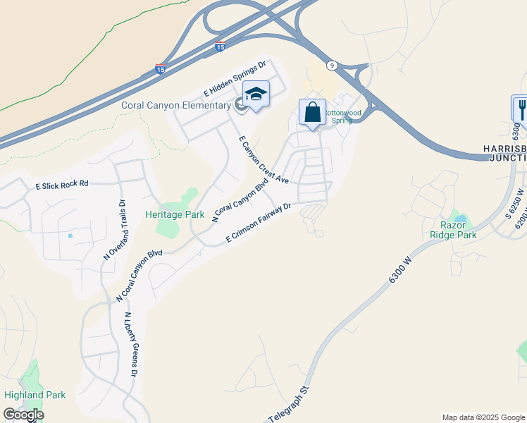 map of restaurants, bars, coffee shops, grocery stores, and more near 3567 East Crimson Fairway Drive in Washington