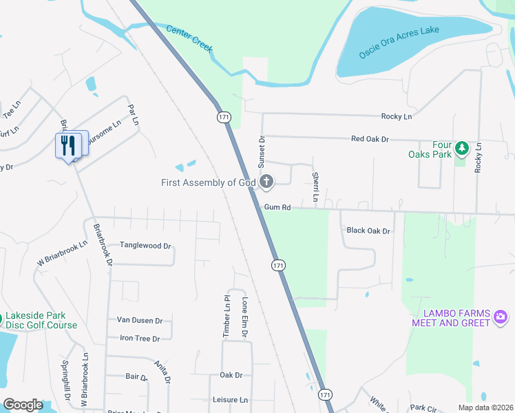 map of restaurants, bars, coffee shops, grocery stores, and more near Gum Road in Carl Junction