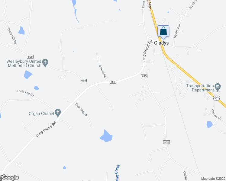 map of restaurants, bars, coffee shops, grocery stores, and more near 620 Long Island Road in Gladys