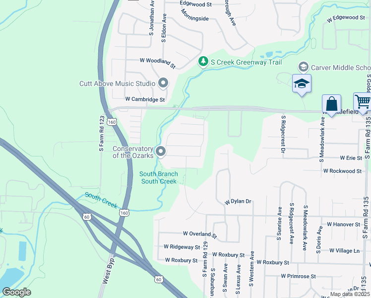 map of restaurants, bars, coffee shops, grocery stores, and more near 3780 West Erie Street in Springfield