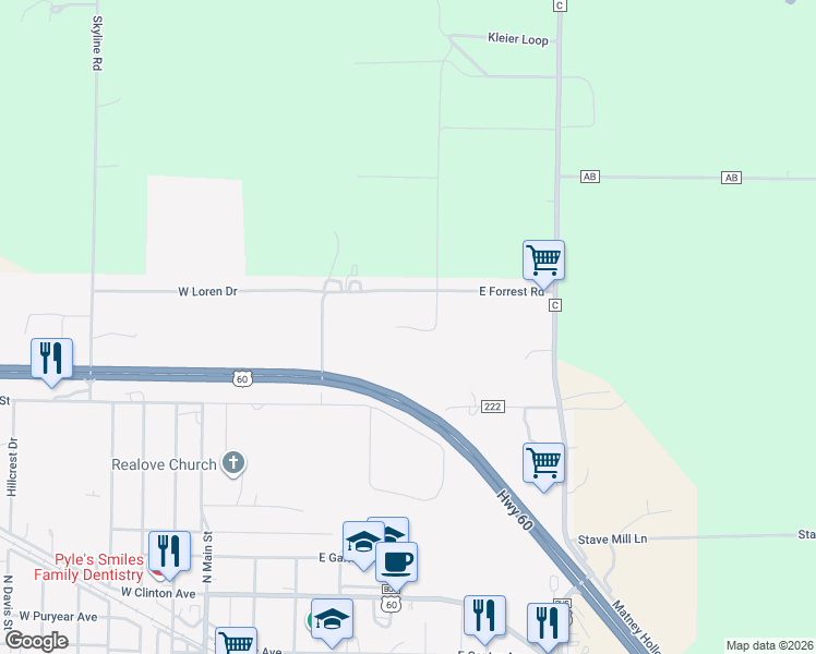 map of restaurants, bars, coffee shops, grocery stores, and more near 901 Trimble Road in Seymour