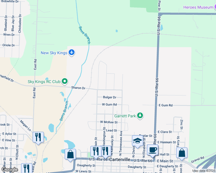 map of restaurants, bars, coffee shops, grocery stores, and more near 903 North Oregon Drive in Carterville
