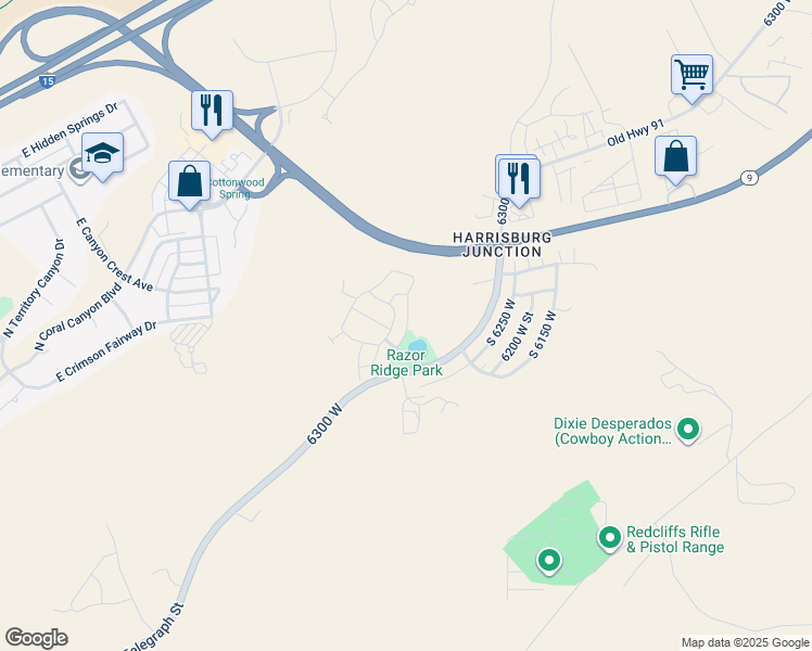 map of restaurants, bars, coffee shops, grocery stores, and more near 4243 Razor Ridge Drive in Washington