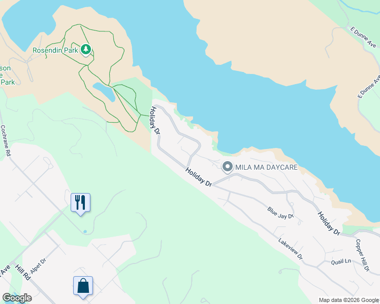 map of restaurants, bars, coffee shops, grocery stores, and more near 2841 Holiday Court in Morgan Hill