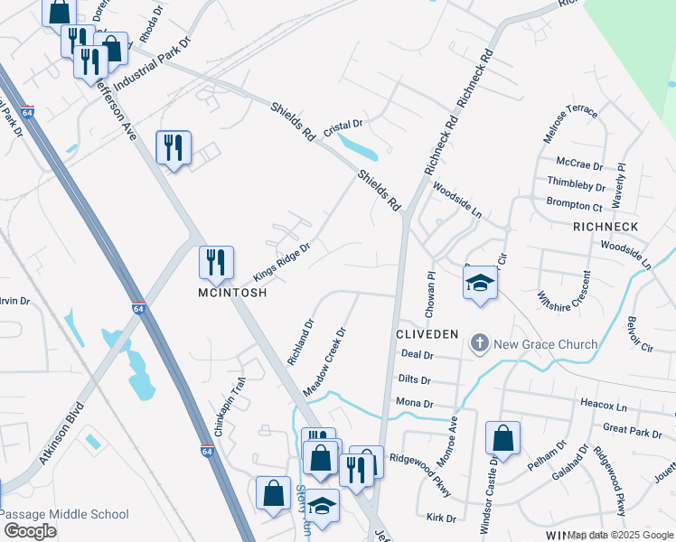 map of restaurants, bars, coffee shops, grocery stores, and more near 702 Dorothy's Drive in Newport News