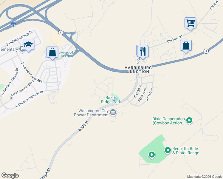 map of restaurants, bars, coffee shops, grocery stores, and more near 4243 Razor Ridge Drive in Washington