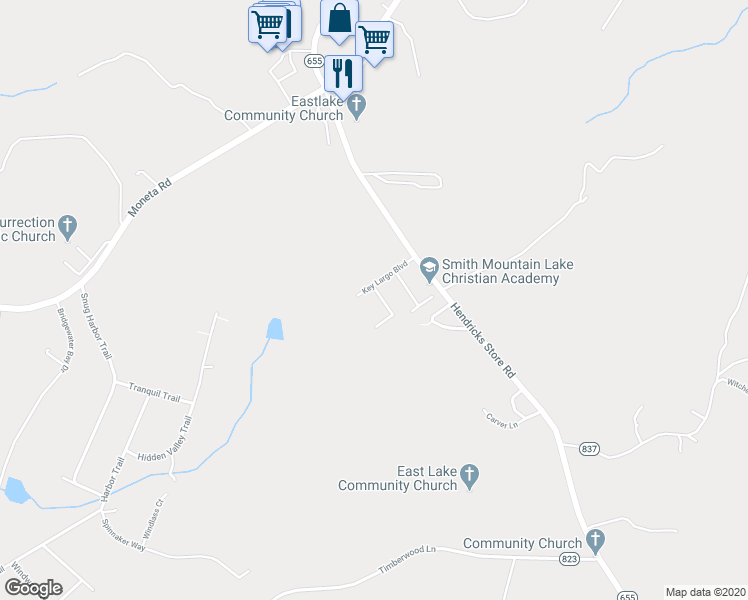 map of restaurants, bars, coffee shops, grocery stores, and more near 1029 Duck Key Lane in Moneta