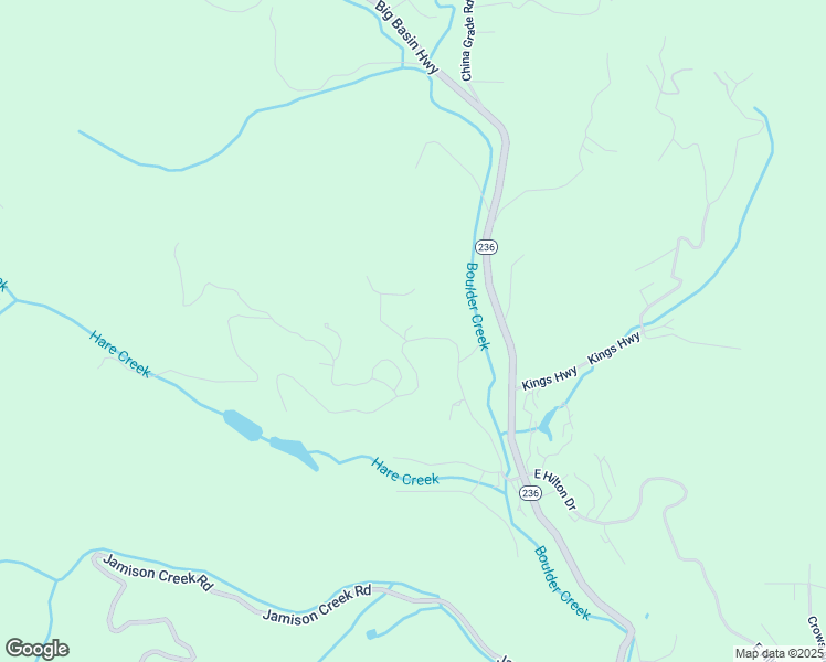 map of restaurants, bars, coffee shops, grocery stores, and more near 266 West Hilton Drive in Boulder Creek