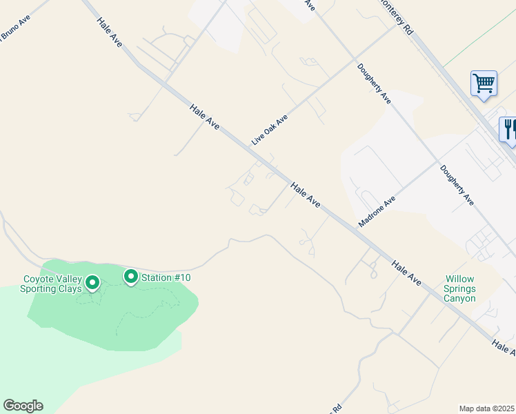 map of restaurants, bars, coffee shops, grocery stores, and more near 652 Hale Avenue in Morgan Hill