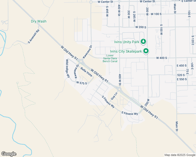 map of restaurants, bars, coffee shops, grocery stores, and more near 544 West Saguaro Way in Ivins