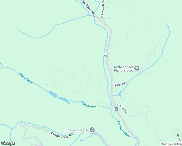 map of restaurants, bars, coffee shops, grocery stores, and more near 266 West Hilton Drive in Boulder Creek