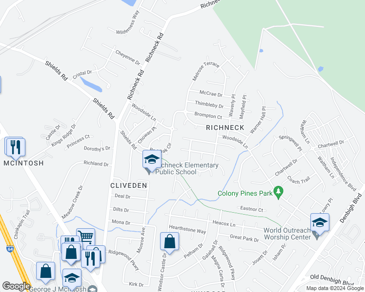 map of restaurants, bars, coffee shops, grocery stores, and more near 847 Yorkshire Lane in Newport News