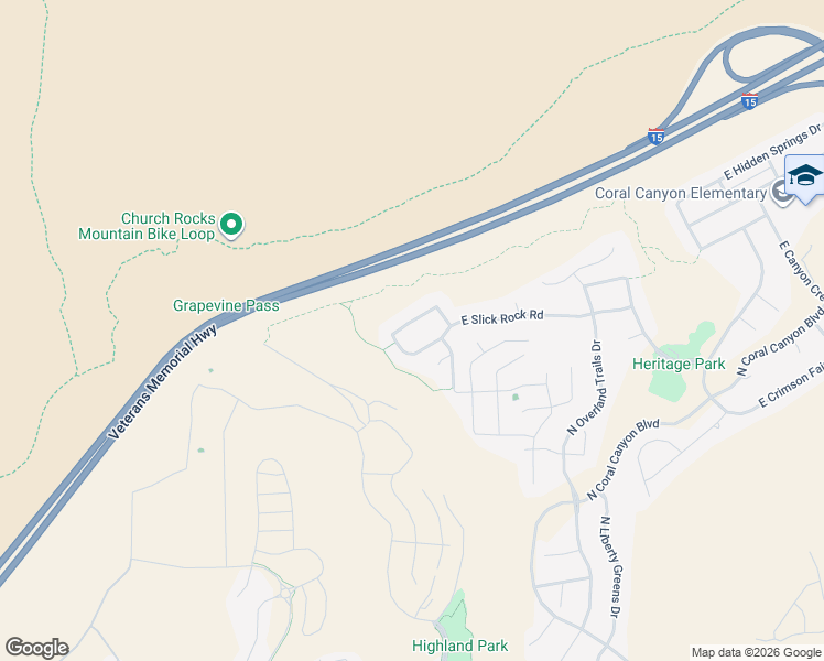 map of restaurants, bars, coffee shops, grocery stores, and more near 2602 East Spring Canyon Drive in Washington