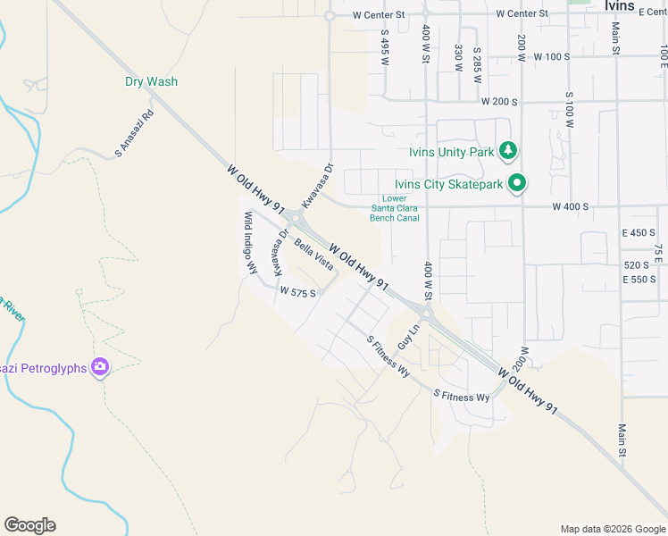 map of restaurants, bars, coffee shops, grocery stores, and more near Bella Vista in Ivins