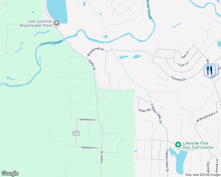 map of restaurants, bars, coffee shops, grocery stores, and more near 598-27301 Gum Road in Carl Junction