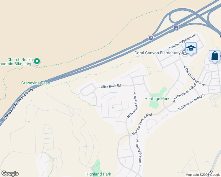 map of restaurants, bars, coffee shops, grocery stores, and more near 2828 E Slick Rock Rd in Washington