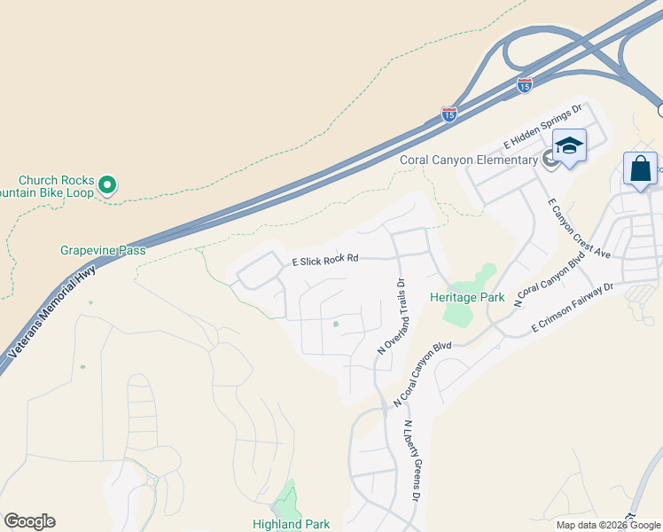map of restaurants, bars, coffee shops, grocery stores, and more near 2838 East Slick Rock Road in Washington