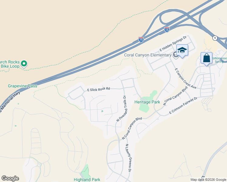 map of restaurants, bars, coffee shops, grocery stores, and more near 2918 East Slick Rock Road in Washington