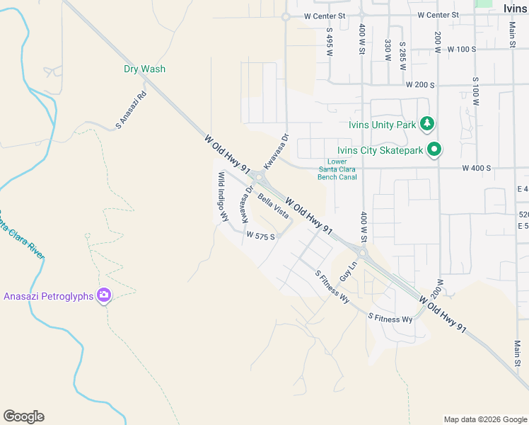 map of restaurants, bars, coffee shops, grocery stores, and more near Normandy Road in Ivins