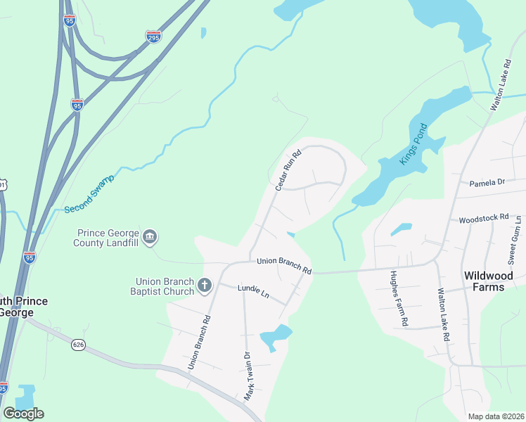 map of restaurants, bars, coffee shops, grocery stores, and more near 11340 Cedar Run Road in Petersburg