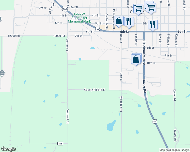 map of restaurants, bars, coffee shops, grocery stores, and more near 1111 Sunset Drive in Oswego