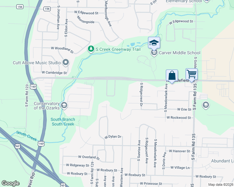 map of restaurants, bars, coffee shops, grocery stores, and more near 3057 South Suburban Avenue in Springfield