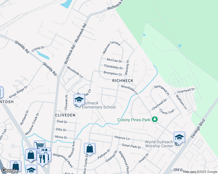 map of restaurants, bars, coffee shops, grocery stores, and more near 861 Weyanoke Lane in Newport News