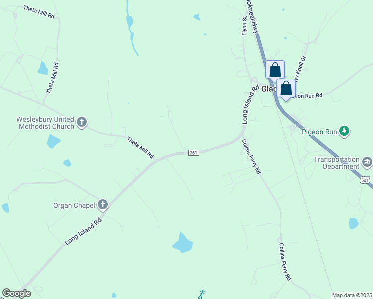 map of restaurants, bars, coffee shops, grocery stores, and more near 9487 Brookneal Highway in Gladys