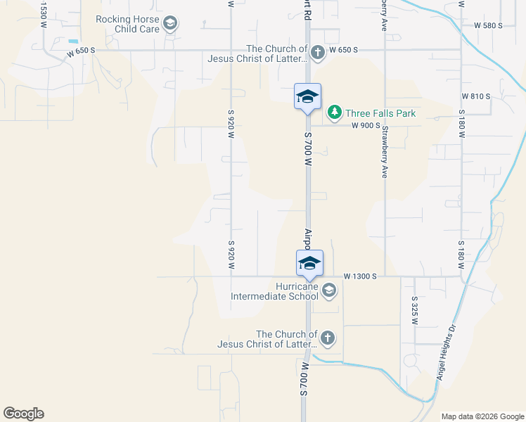 map of restaurants, bars, coffee shops, grocery stores, and more near 1119 South 840 West in Hurricane