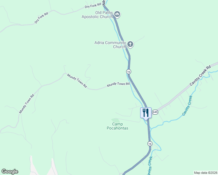 map of restaurants, bars, coffee shops, grocery stores, and more near 1598 Mundy Town Road in Tazewell County