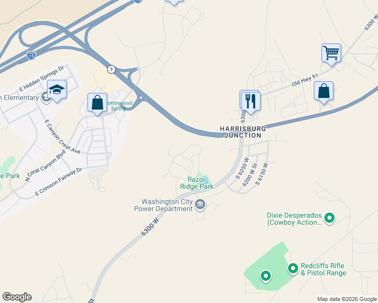 map of restaurants, bars, coffee shops, grocery stores, and more near 2094 North Coral Ridge Drive in Washington