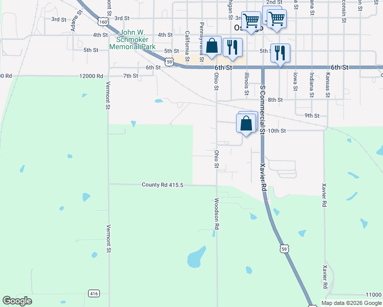 map of restaurants, bars, coffee shops, grocery stores, and more near 1111 Sunset Drive in Oswego