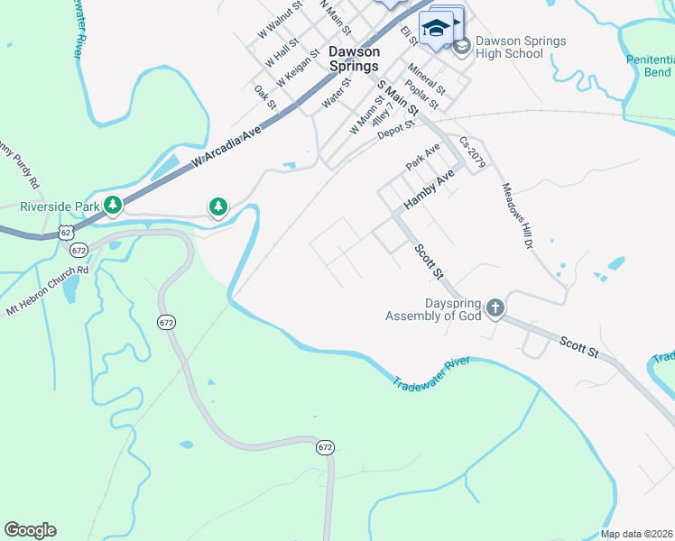 map of restaurants, bars, coffee shops, grocery stores, and more near 500-516 Lake Street in Dawson Springs