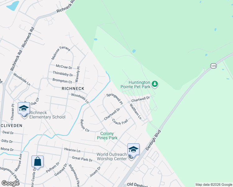 map of restaurants, bars, coffee shops, grocery stores, and more near 1001 Melbourne St in Newport News